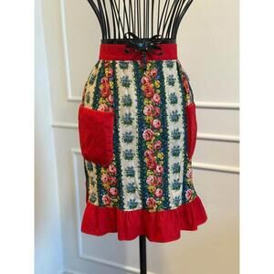 Vintage Red Apron | Christmas Apron